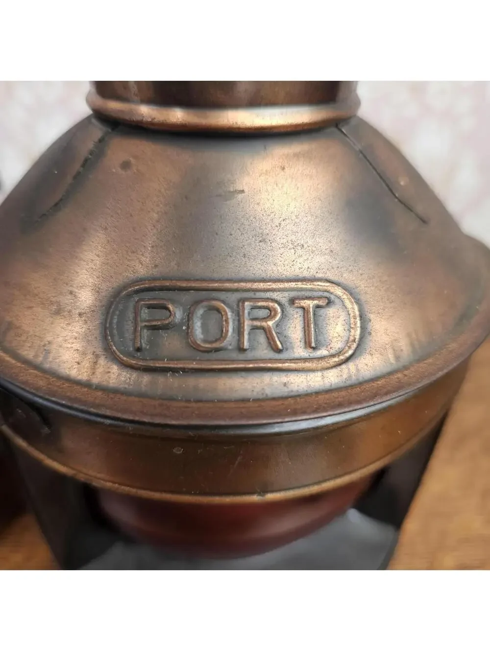 Vtg Nautical Port Starboard Oil Lanterns Brass Tone Navigation Red Green Glass